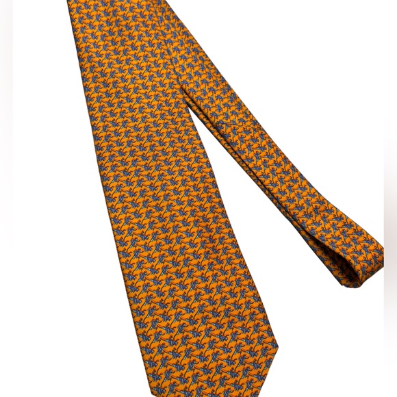 Robert Talbott big & tall men’s orange insect crickets print silk necktie - Picture 8 of 8